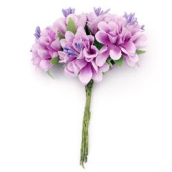 Buchet de flori garoafe 35x110 mm stamen violet deschis-6 bucăți