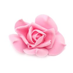 Рози от фоам за декорация цвят розов 70x45 мм -5 броя