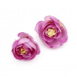 Peony 40 mm with stump for installation purple - 5 pieces