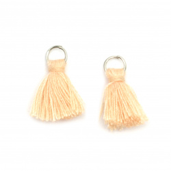 Fabric Tassel 16~20x5 mm with metal ring peach color - 20 pieces