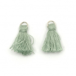 Fabfic Tassel 16~20x5 mm with metal ring pale green - 20 pieces