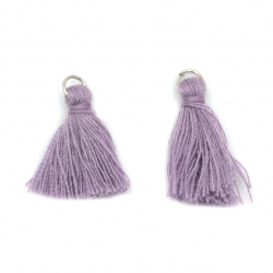 Fabric Tassel 16~20x5 mm with metal ringl ring purple - 20 pieces