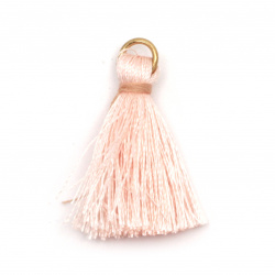 Fabric Tassel 30x6 mm with metal ring color light pink - 10 pieces