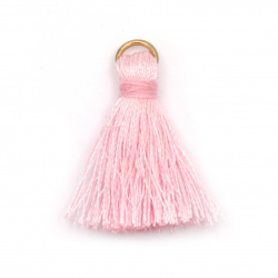 Fabric Tassel 30x6 mm with metal ring color pink - 10 pieces