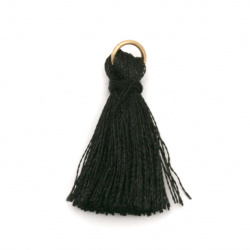 Fabric Tassel 30x6 mm with metal ring color black - 10 pieces