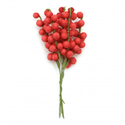 Цветя на клонка от стиропор цвят червен 20x150 мм -5 броя