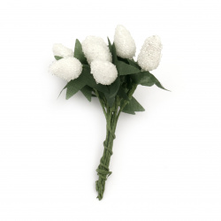 Buchet de muguri de flori zahăr 13x22x100 mm culoare alb -10 bucăți