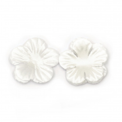 Floare textilă 40x40 mm pentru decor alb - 5 grame ~ 60 bucăți