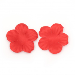 Fabric Flowers for Decoration and Craft Projects / Red / 40x40 mm - 5 grams ~ 60 pieces