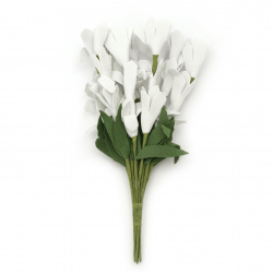 Buchet de flori 20x30x190 mm cauciuc și sârmă culoare alb -10 bucăți
