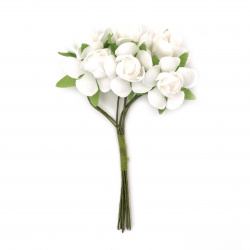 Ματσάκι τριαντάφυλλα από ύφασμα χρώμα λευκό 22x100 mm - 6 τεμάχια