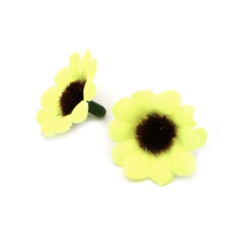 Fabric Sunflower Head with Mounting Stud / 25 mm - 10 pieces