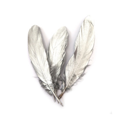 Decorative Feathers 120~170x35~40 mm – Silver Color, Set of 4 for Elegant Crafts, Holiday Decor & Artistic Projects