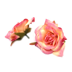 Culoare trandafir din material textil 70 mm cu montant de montare melange light cyclamen, crem - 2 buc