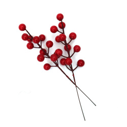 Decorative Branch with Coated Styrofoam Balls / 220x15 mm / Red - 4 pieces