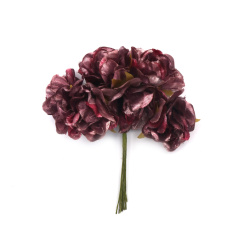 Fabric Rose Bouquet 40x110 mm, Color Dark Cyclamen - 6 Pieces