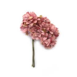Flower Bouquet with Stamen 45x110 mm, Dusty Rose Color - 6 Pieces