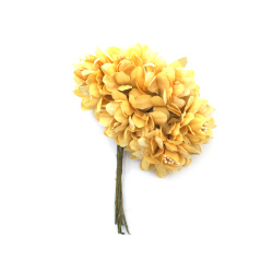Flower Bouquet with Stamens 45x110 mm, Yellow Color - 6 Pieces