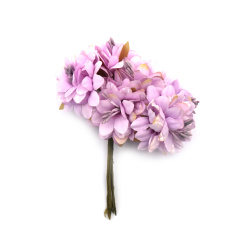 Flower Bouquet with Stamen 45x110 mm, Lilac Color - 6 Pieces