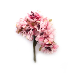 Flower Bouquet with Stamens 45x110 mm, Pink and Cyclamen Melange - 6 Pieces