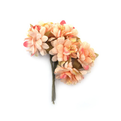 Flower Bouquet with Stamen 45x110 mm, Peach Color - 6 Pieces