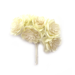 Textile and Plastic Flower Bouquet,  45x110 mm, Champagne Color - 6 pieces
