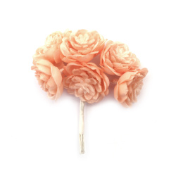 Textile and Plastic Flower Bouquet,   45x110 mm / Peach Color - 6 pieces
