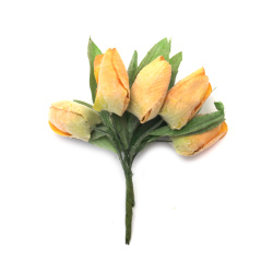 Fabric Tulip Bouquet, 20x140 mm,  Yellow Color - 6 pieces