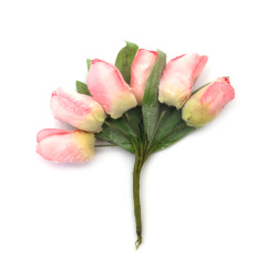 Artificial Tulip Bouquet, 20x140 mm, Light Pink Color - 6 pieces