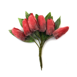 Artificial Tulip Bouquet, 20x140 mm, Red Color - 6 pieces