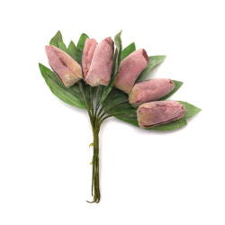 Artificial Tulip Bouquet, 20x140 mm, Pink Purple - 6 pieces