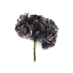 Buchet trandafiri textil 40x110 mm culoare melange gri-albastru, violet - 6 buc