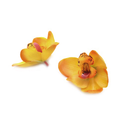 Floare orhidee cu mugur pentru instalare culoare galben 70 mm -5 bucăți