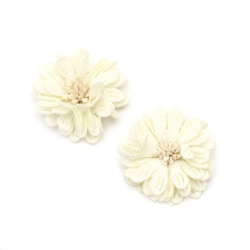 Textile Flower 50 mm with stamens, color champagne - 5 pieces