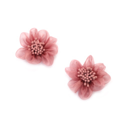 Organza Flower with Stamens / 50 mm / Rose Ash Color - 2 pieces