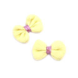 Decorative Fabric Bow / 50x30 mm / Light Yellow - 2 pieces