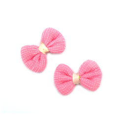 Decorative Fabric Bow / 50x30 mm / Pink - 2 pieces
