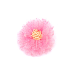 Decorative Tulle Flower / 65 mm / Light Pink - 2 pieces