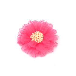 Tulle Flower for DIY Decorations / 65 mm / Pink - 2 pieces