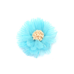 Tulle Flower for DIY and Craft Projects / 65 mm / Light Blue - 2 pieces