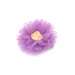 Decorative Tulle Flower / 65 mm / Purple - 2 pieces