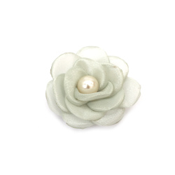 Organza Rose with Pearl / 55 mm /  Mint Color - 2 pieces