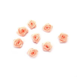Satin Ribbon Rose Flowers / 11 mm / Peach - 50 pieces