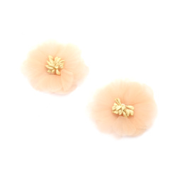 Organza Flower with Stamens for DIY and Crafts / 50 mm / Peach Color - 2 pieces
