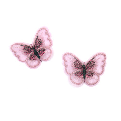 Пеперуда от бродирана дантела 50x40 мм цвят лилав -4 броя