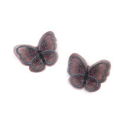 Fluture din dantela brodata 50x40 mm culoare violet - 4 bucati
