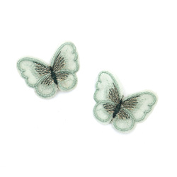 Fluture din dantela brodata 50x40 mm culoare verde - 4 bucati