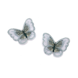 Пеперуда от бродирана дантела 50x40 мм цвят син -4 броя