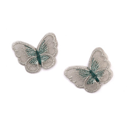 Пеперуда от бродирана дантела 50x40 мм цвят светло сив -4 броя