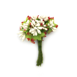 Bouquet for Decoration - Paper,  Wire and Textile, White Color, 80 mm - 10 pieces